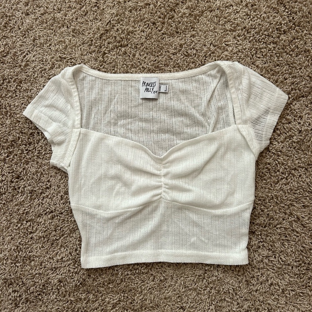 Princess Polly White Ribbed Crop Top